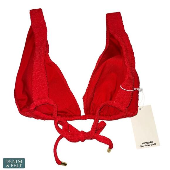 Monday Swimwear Palm Springs Top Chili Pepper Crinkle Red Bikini Voluptuous NEW - Picture 6 of 12